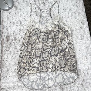 OLIVACEOUS - Snake Print Tank/Blouse with Lace Detail (M)